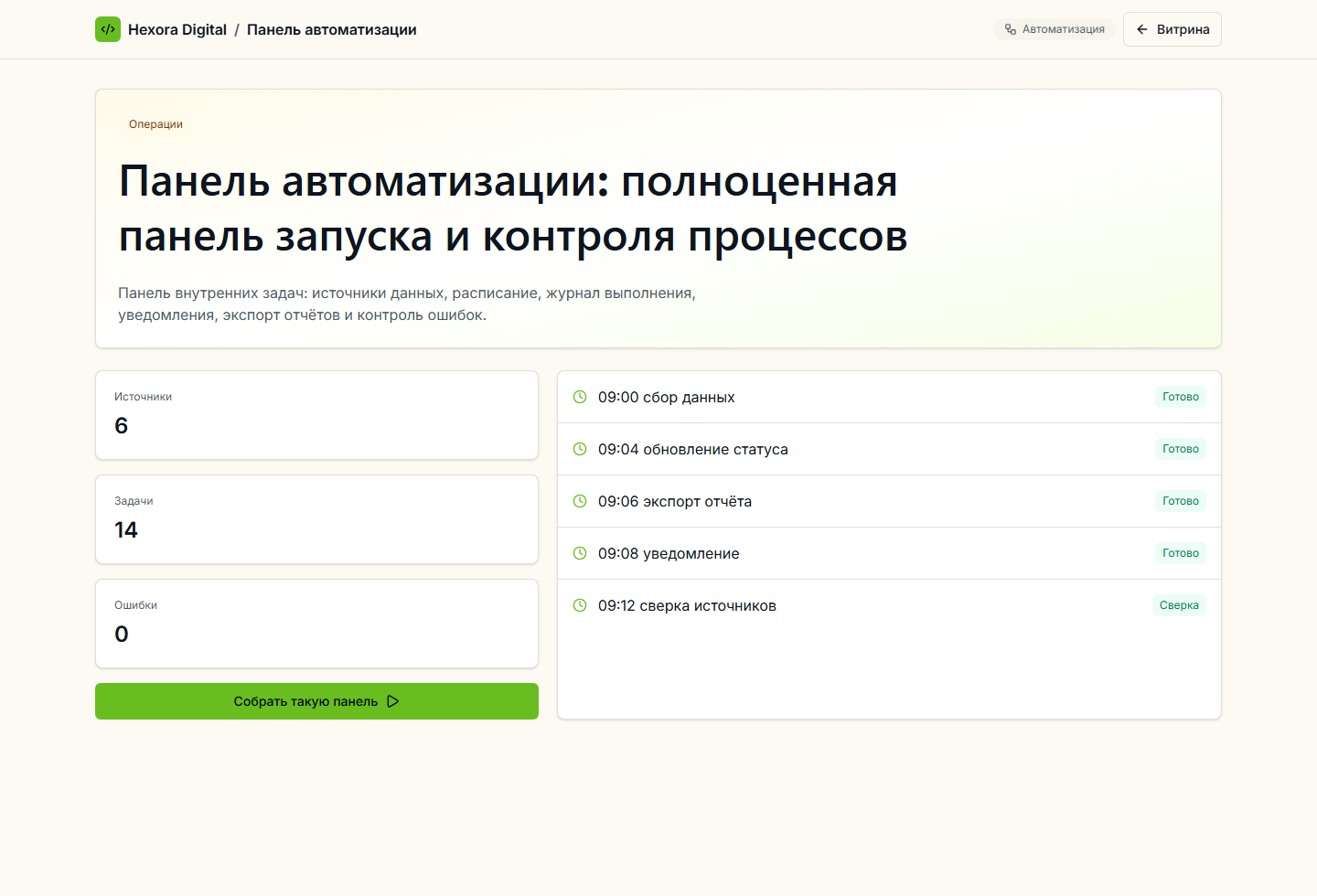 Скриншот проекта Панель автоматизации